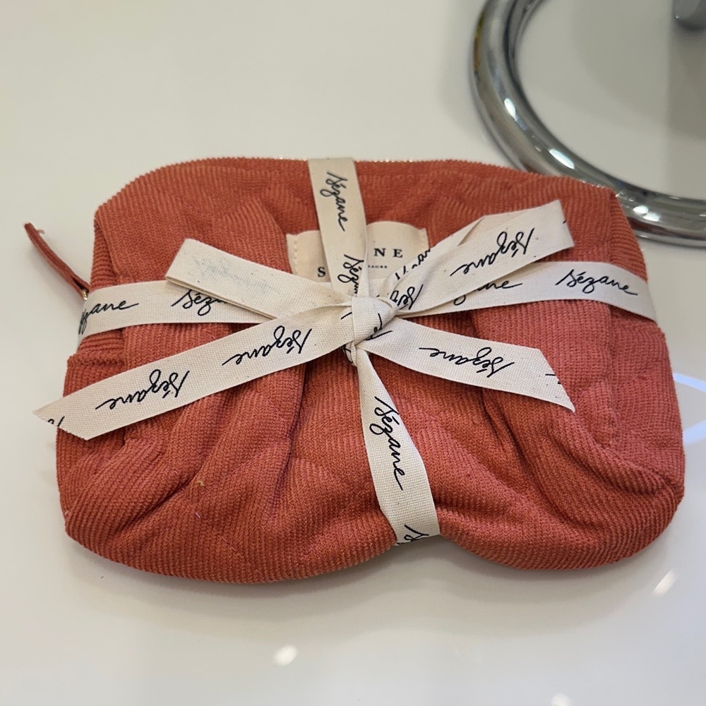 Sezane Coral Makeup Pouch NWT